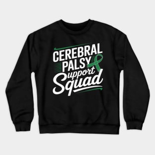 Kids Cerebral Palsy CP Awareness Support Squad Green Ribbon Crewneck Sweatshirt
